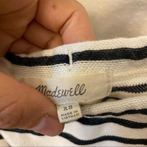 Madewell Black stripe white Tie-Shoulder Romper preppy coastal minimal sailor XS - Picture 7 of 8